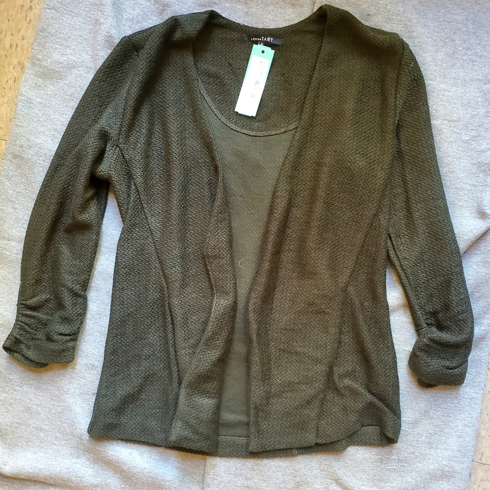 Medium Olive Green Blazer Cardigan